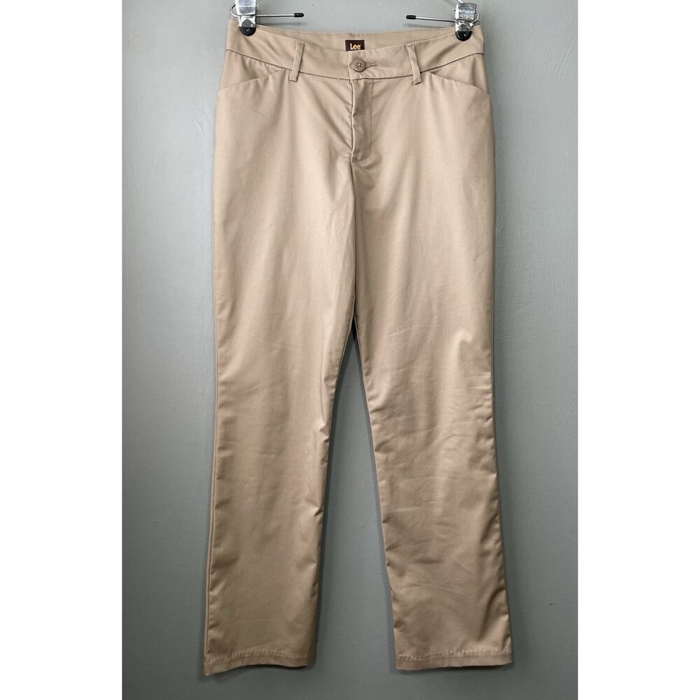 LEE Khakis Size 8 Medium Wrinkle Free Tan Trousers Office Career Uniform Pants